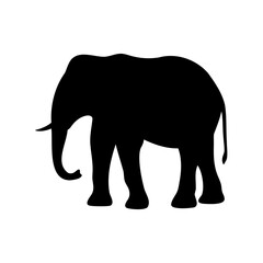 Obraz premium Silhouette of an Elephant Standing Proudly Against a Crisp White Background