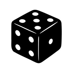 Black and white illustration of a single die displaying the number values