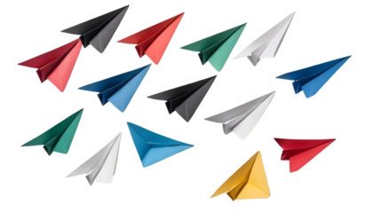set of colorful paper planes 