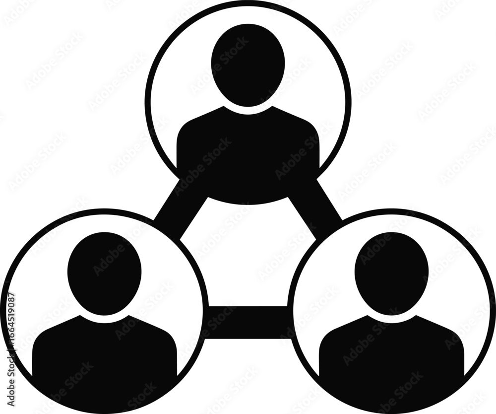 Poster simple black teamwork icon representing communication and connection