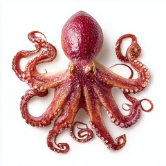 Obraz premium Vibrant Red Octopus, Exquisite Seafood , isolated on white background png