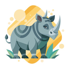 vector illustration of rhino, standing, abstract