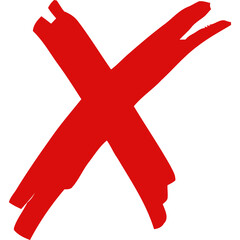 Obraz premium Red bold brush style cross mark symbol for cancel, error and rejection