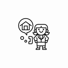 woman thinking house icon sign vector
