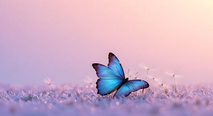 Pastel Dawn: Blue Morpho's Embrace