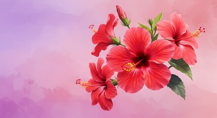 Hibiscus Bloom: Digital Watercolor Impression