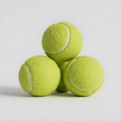 Close Up of Bright Yellow Tennis Balls on White Background – Sports Equipment Concept
