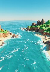 Ocean's Low-Poly Embrace
