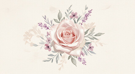 Pastel Rose Floral Watercolor Design Element