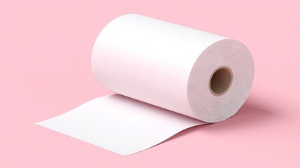 Rolled sheet of white paper on a pink surface.