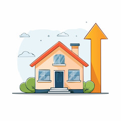 Cartoon Illustration Of House With Increasing Value