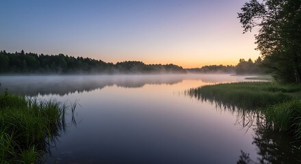 Fototapeta premium Misty Dawn, Still Waters