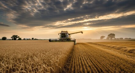  Combine Harvester Working Vast