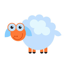 The image displays a vector icon of a cute, smiling cartoon sheep