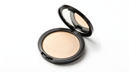 Pressed Highlighter Compact Mockup with Champagne Shimmer &ndash; Minimalist Blank Cosmetic Packaging Template for Makeup, Beauty Product Branding, and Modern Skincare Design