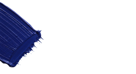 Ultra-realistic, textured indigo blue brush stroke with visible bristles, irregular organic edges, diagonal on transparent background, photorealistic flat lay, concept for modern abstract design