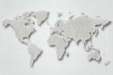 Fototapeta premium Grey dotted world map.