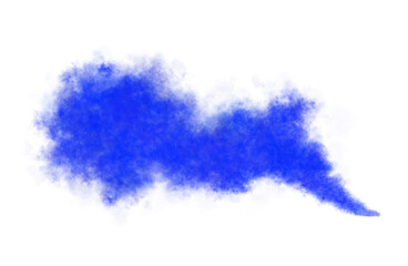 Vivid blue smoke cloud on transparent background, ideal for graphic design, digital art, posters, or special effects projects. High-resolution isolated element. Ink cloud