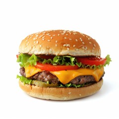 Classic cheeseburger, isolated on white (2)