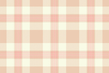 Elegant plaid pattern with intersecting stripes in soft peach and cream hues. Textile design ideal for backgrounds, fabrics, and charming digital designs.