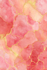 Watercolor pink and gold marble background with detailed texture, abstract pastel luxury decorative digital art vector illustration for elegant design concepts.