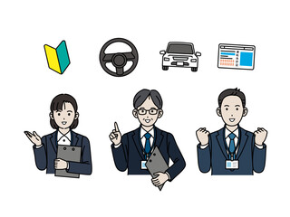 自動車教習所で働く教官のイラスト