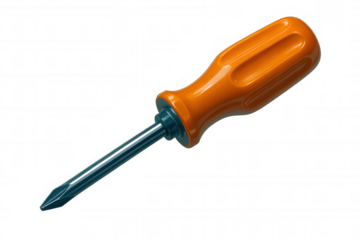 3d rendering of an orange and blue screwdriver isolated on transparent background, perfect for diy and maintenance projects