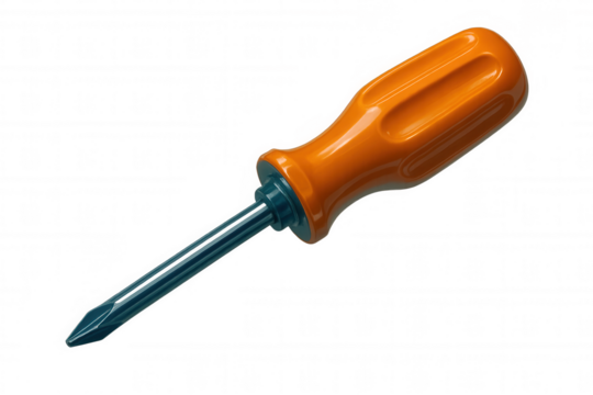3d rendering of an orange and blue screwdriver isolated on transparent background, perfect for diy and maintenance projects - Powered by Adobe