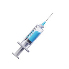 3d Syringe with Blue Liquid on transparent Background
