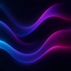 Abstract Futuristic 3D Gradient Waves Blending Neon Blue, Purple, and Magenta into Black – Ultra-HD Dynamic Background for Tech and Digital Design