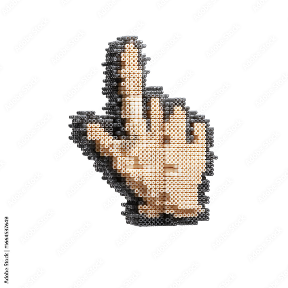 Fototapete retro pixelated computer mouse cursor in the shape of a pointing hand isolated on transparent backgr
