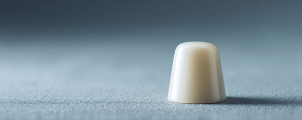 Minimalist studio shot. Ivory cone on textured grey. Symbolic of protection, simplicity, potential. Adaptable for backgrounds, concepts, design  graphics.