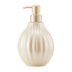 Elegant pearly white soap dispenser with gold accents for bathroom or kitchen countertops transparent background