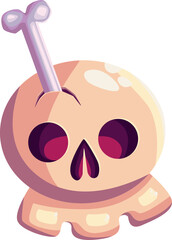  Vector illustration for halloween, sticker set, skull, holiday, autumn, rip, spirits, ghosts, costume, print, cute drawings, kawaii
