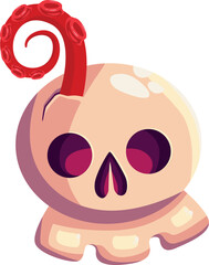  Vector illustration for halloween, sticker set, skull, holiday, autumn, rip, spirits, ghosts, costume, print, cute drawings, kawaii