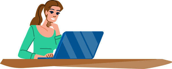Smiling freelancer working on laptop at home office desk