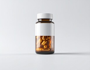Realistic vitamin bottle isolated on white. Ideal for healthcare ads, pharmacy products, wellness branding, and supplement catalog.