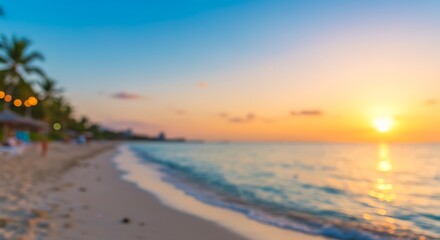 Obraz premium Golden Hour Beach Bliss: Soft Focus Sunset