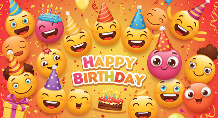 Happy Birthday Emojis: Festive Celebration Background