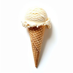 Vanilla ice cream scoop in waffle cone