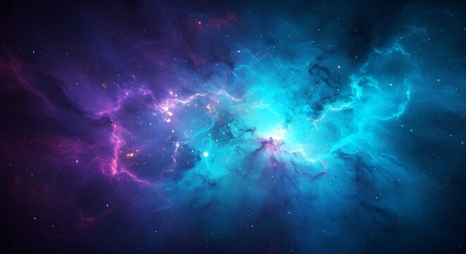 Cosmic Nebula: Teal & Violet Dreamscape