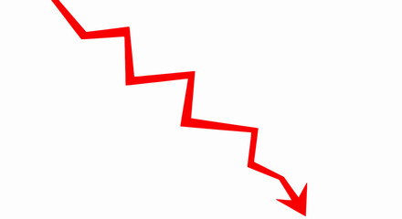 Sharp red downward trending graph arrow indicating financial decline and economic crisis