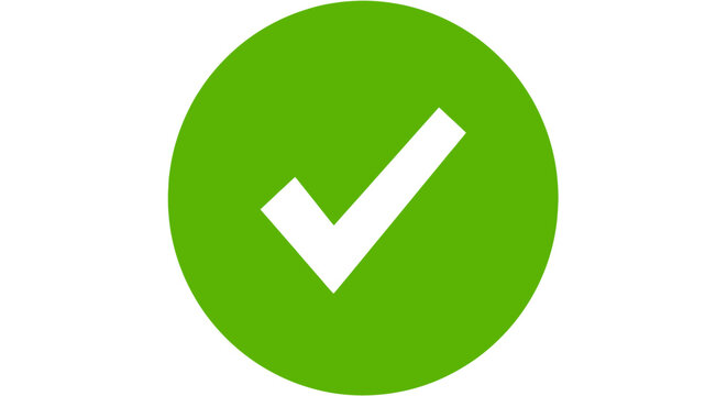 Green checkmark symbol signifies success and approval, a universally understood icon for positive outcomes and choices.