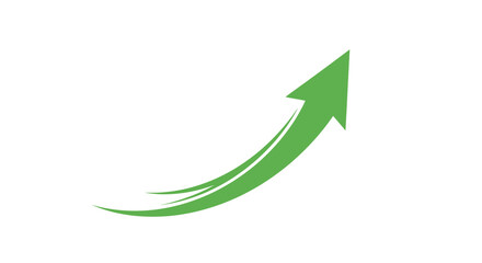 Dynamic green arrow soaring upwards, symbolizing growth, success, and positive momentum in business.