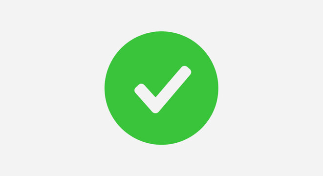 Green checkmark icon signifies approval, success, and completion, perfect for digital projects