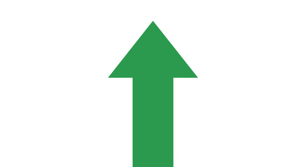 Green upward arrow symbolizing growth, progress, and success on a white background