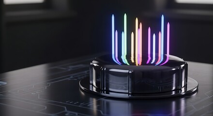 Futuristic Technology Device with Glowing RGB Neon Lights.