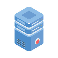 An isometric icon of advanced server data rack