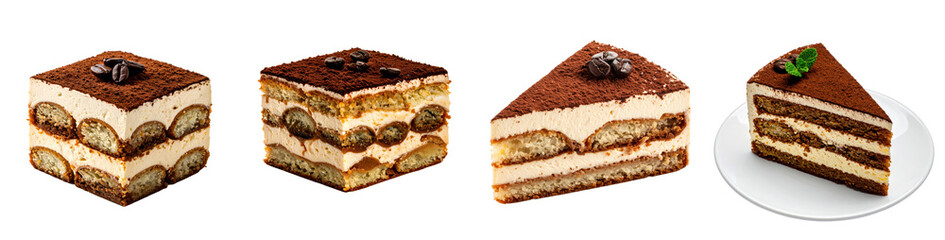 Tiramisu Dessert Assortment on Black Background