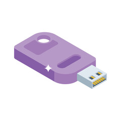 An isometric icon of usb plug device ready